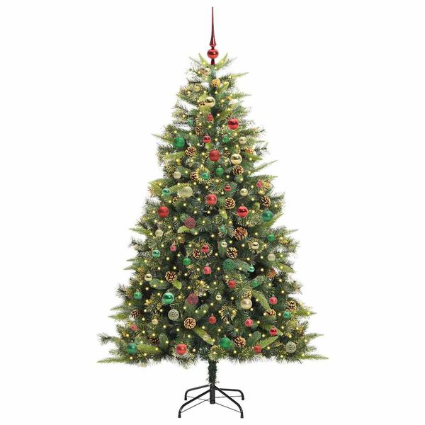vidaXL &Aacute;rbol de Navidad artificial con ramas plegables y conos 240 cm