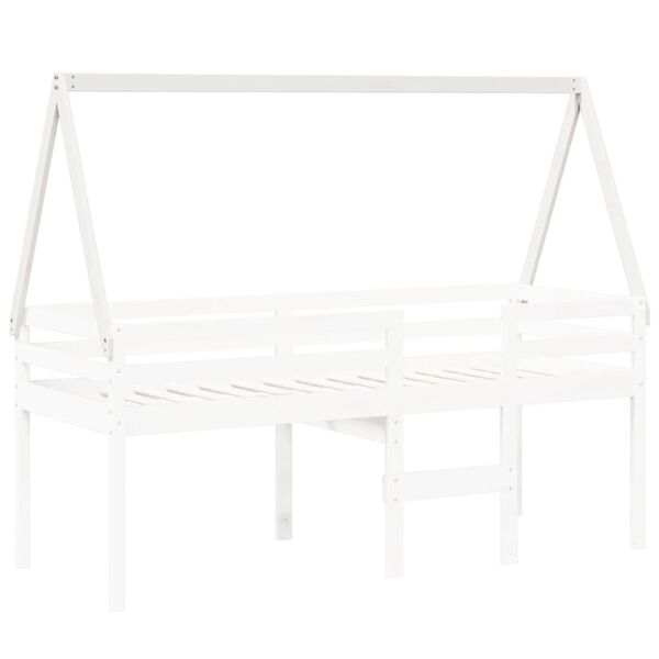 vidaXL Techo de cama infantil madera maciza pino blanco 199x95,5x88 cm