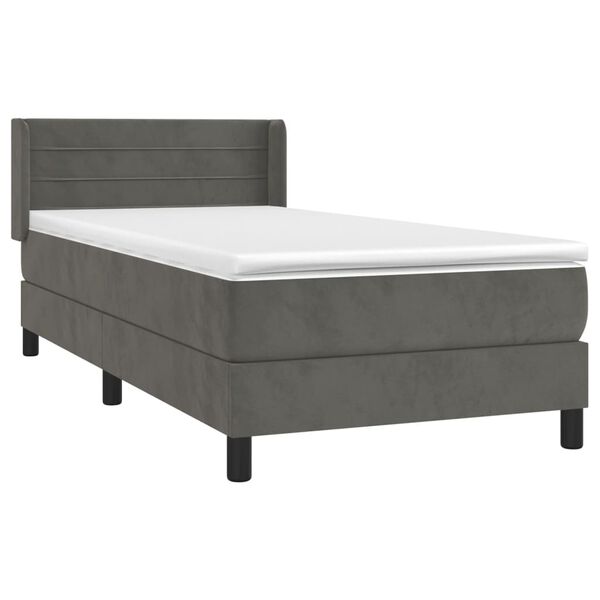 vidaXL Cama box spring con colch&oacute;n terciopelo gris oscuro 80x200 cm