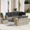 vidaXL Set muebles jard&iacute;n 9 pzas y cojines rat&aacute;n sint&eacute;tico gris claro