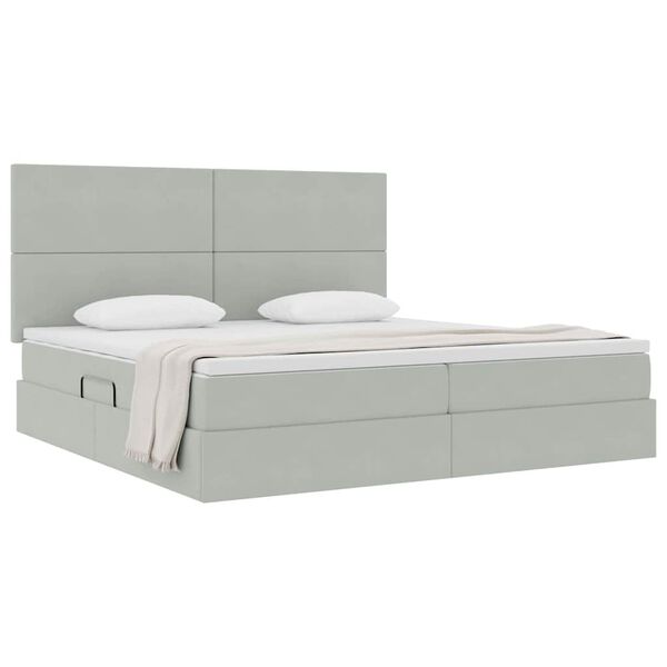 vidaXL Cama con almacenamiento y LED Gris Claro 200 x 200 cm