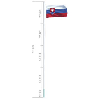 vidaXL Bandera de Eslovaquia y mástil de aluminio 6,2 m