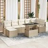 vidaXL Conjunto de sof&aacute; de jard&iacute;n 8 pcs Beige Polirat&aacute;n