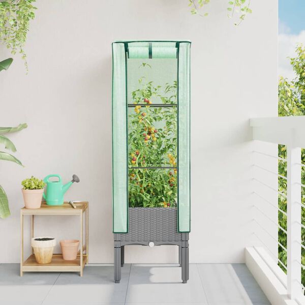 vidaXL Arriate con cubierta invernadero aspecto rat&aacute;n 40x40x140 cm