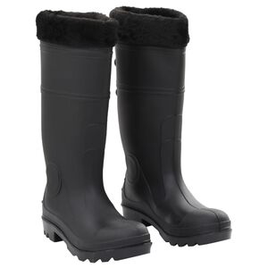 vidaXL Botas de agua con calcetines extra&iacute;bles negro n&uacute;mero 38 PVC