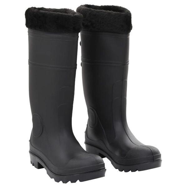 vidaXL Botas de agua con calcetines extra&iacute;bles negro n&uacute;mero 38 PVC
