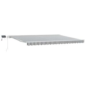vidaXL Toldo retr&aacute;ctil manual con LED antracita y blanco 450x300 cm