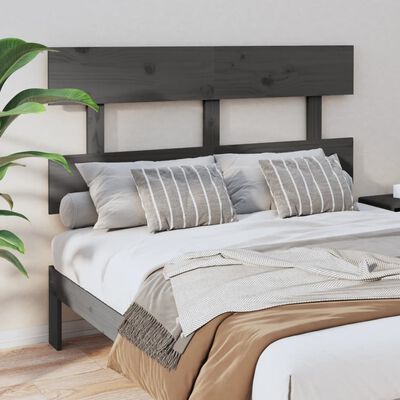 vidaXL Cabecero de cama madera maciza de pino gris 138x3x81 cm