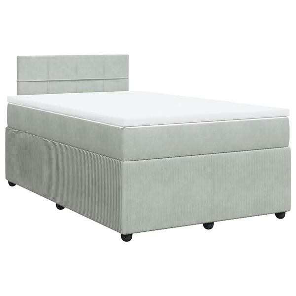 vidaXL Cama box spring con colch&oacute;n terciopelo gris claro 120x200 cm