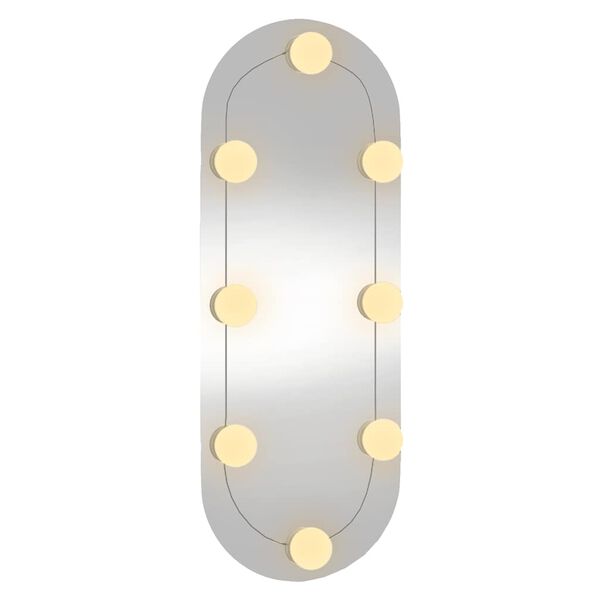 vidaXL Espejo de pared ovalado con luces LED vidrio 20x50 cm