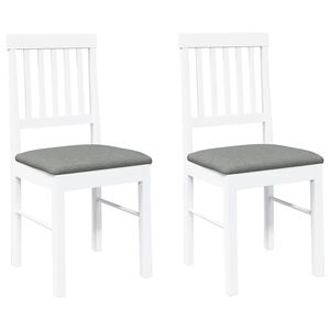 vidaXL Sillas de comedor con cojines 2uds madera maciza blanco caucho