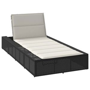 vidaXL Tumbona con coj&iacute;n flotante rat&aacute;n sint&eacute;tico negro