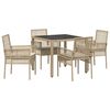 vidaXL Conjunto de Comedor de Jard&iacute;n 5 pcs Beige rat&aacute;n sint&eacute;tico
