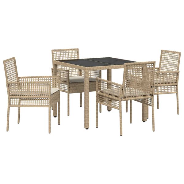vidaXL Conjunto de Comedor de Jard&iacute;n 5 pcs Beige rat&aacute;n sint&eacute;tico