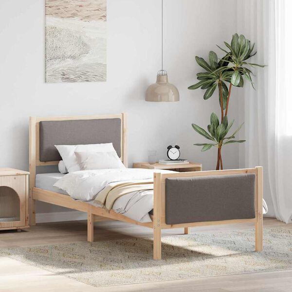 vidaXL Estructura de cama con cabecera Taupé 75 x 190 cm tela