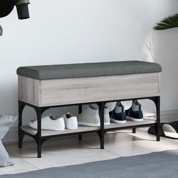 vidaXL Banco zapatero madera de ingenier&iacute;a gris Sonoma 82x32x45 cm