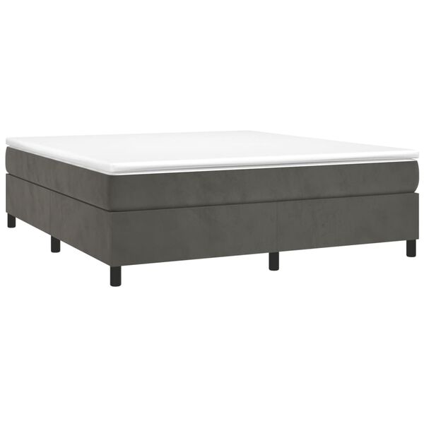 vidaXL Cama box spring con colch&oacute;n terciopelo gris oscuro 200x200 cm