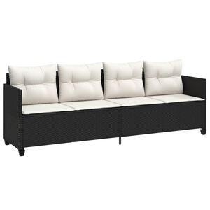 vidaXL Tumbona con cojines rat&aacute;n sint&eacute;tico negro