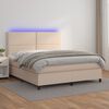 vidaXL Cama box spring colch&oacute;n LED cuero sint&eacute;tico capuchino 180x200cm