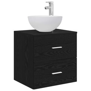vidaXL Vanidad con Lavabo de Pared Roble Negro 49,5 x 41 x 64,5 cm