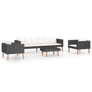vidaXL Set de muebles de jardín 4 pzas y cojines ratán sintético negro
