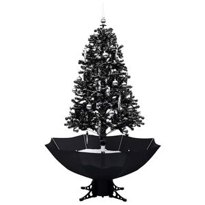 vidaXL &Aacute;rbol de Navidad con nieve y base de paraguas PVC negro 170 cm