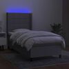 vidaXL Cama box spring colch&oacute;n y luces LED tela gris claro 80x200 cm