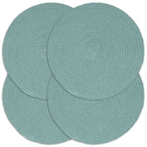 vidaXL Manteles individuales redondos 4 uds algod&oacute;n verde liso 38 cm