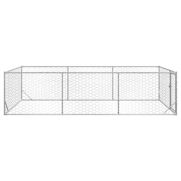 vidaXL Caseta para perros de exterior con puerta 2x4x1 m de acero galvanizado