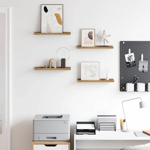 vidaXL Estante de pared con estante 4 pcs Marr&oacute;n 40 x 9 x 3 cm
