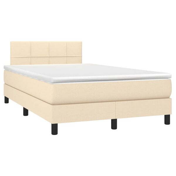 vidaXL Cama box spring con colch&oacute;n tela color crema 120x190 cm