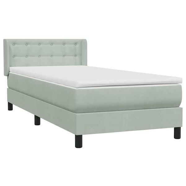 vidaXL Cama box spring con colch&oacute;n terciopelo gris claro 80x210 cm