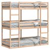 vidaXL Litera triple de madera maciza de pino 75x190 cm