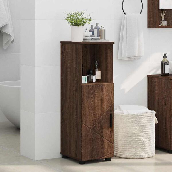 vidaXL Gabinete de Ba&ntilde;o con puerta Roble Marr&oacute;n 30 x 35 x 95 cm