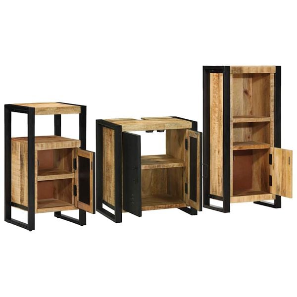 vidaXL Juego de muebles de ba&ntilde;o con caj&oacute;n 3 pcs Madera de mango maciza
