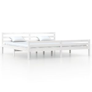 vidaXL Estructura de cama sin colch&oacute;n madera maciza blanco 180x200 cm