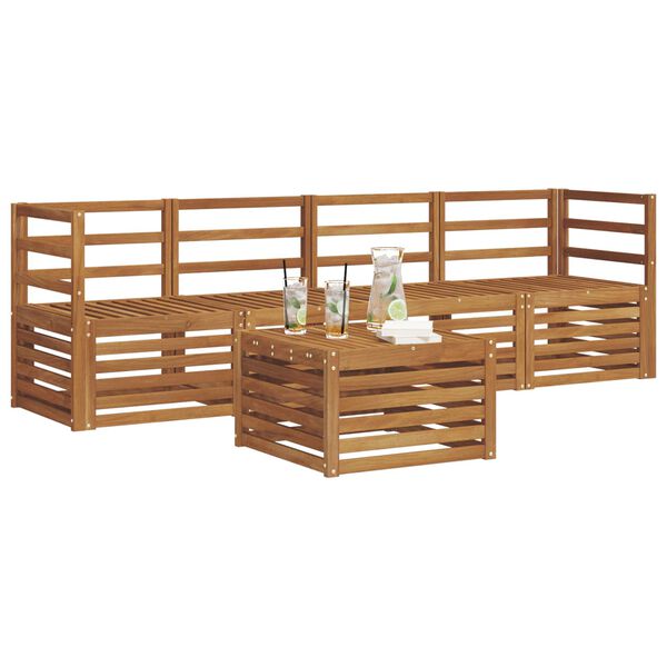 vidaXL Juegos de sof&aacute;s 5 pcs Natural Madera de Acacia S&oacute;lida