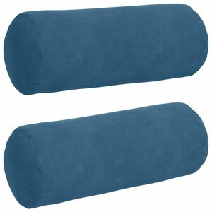 vidaXL Cojines Bolster 2 pcs Azul &Oslash; 15 x 40 cm Tela de pana