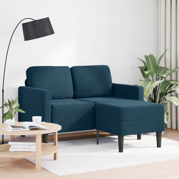 vidaXL Sof&aacute; 2 plazas con chaise longue en forma L azul 125 cm