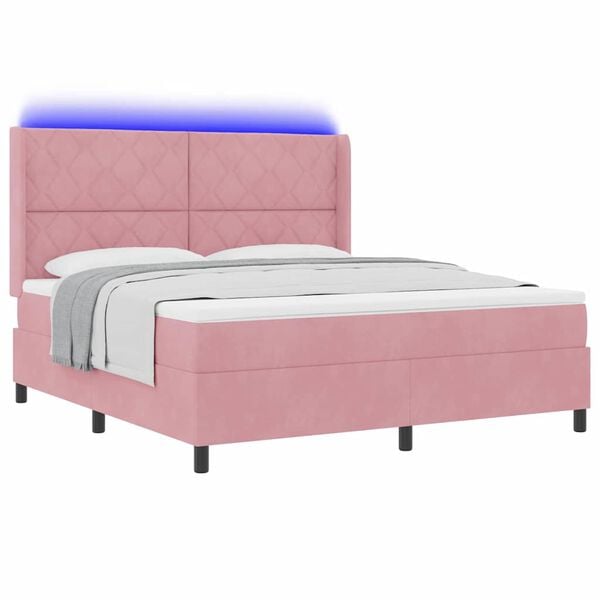 vidaXL Cama tipo Box Spring con colch&oacute;n Rosa 180 x 200 cm Terciopelo