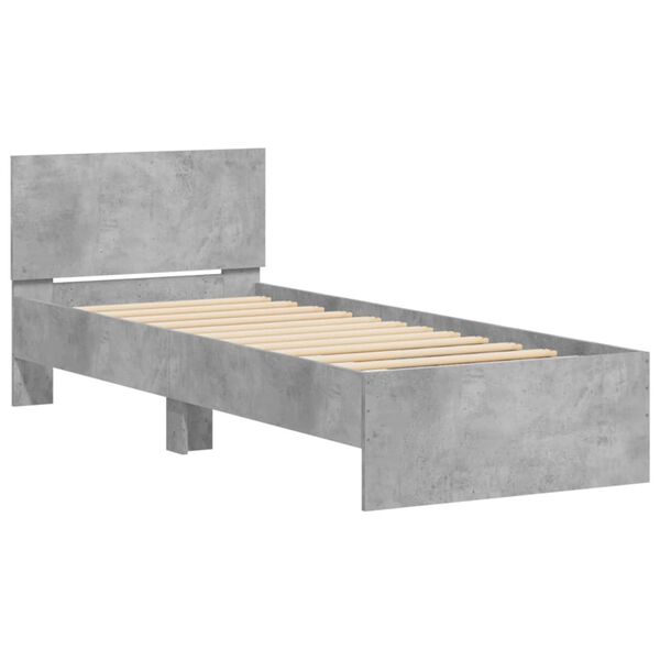 vidaXL Cama con cabecero madera de ingenier&iacute;a gris hormig&oacute;n 90x190 cm