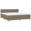 vidaXL Cama box spring con colch&oacute;n LED tela gris taupe 180x200 cm