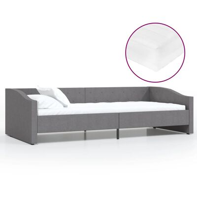 vidaXL Sofá cama con colchón USB de tela gris claro 90x200 cm