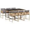 vidaXL Set comedor de jard&iacute;n 7 pzas con cojines rat&aacute;n sint&eacute;tico beige