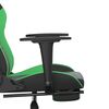 vidaXL Silla gaming con reposapi&eacute;s cuero sint&eacute;tico negro verde