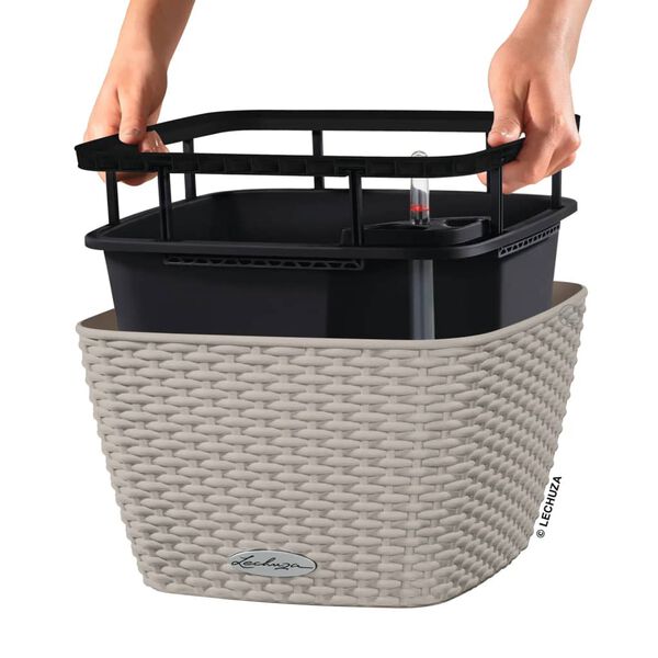 LECHUZA Jardinera BACINO Cottage ALL-IN-ONE marr&oacute;n arena 30x30 cm