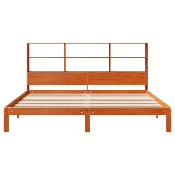 vidaXL Cama con estanter&iacute;a sin colch&oacute;n madera maciza marr&oacute;n 180x200cm