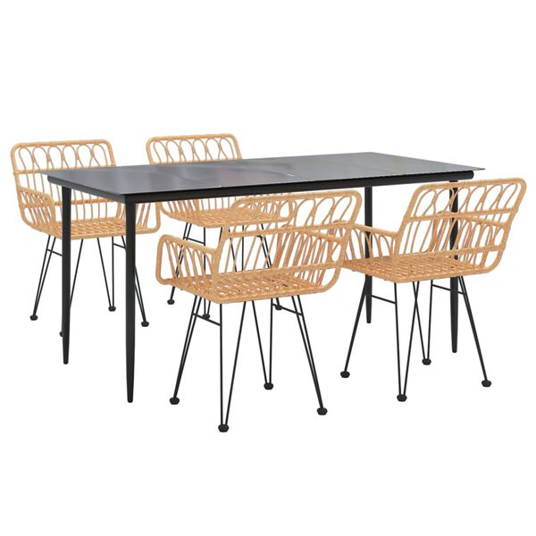 vidaXL Juego de comedor de jardín 5 piezas ratán sintético