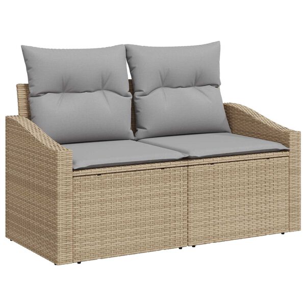 vidaXL Conjunto de sofá de jardín 8 pcs Beige Poliratán