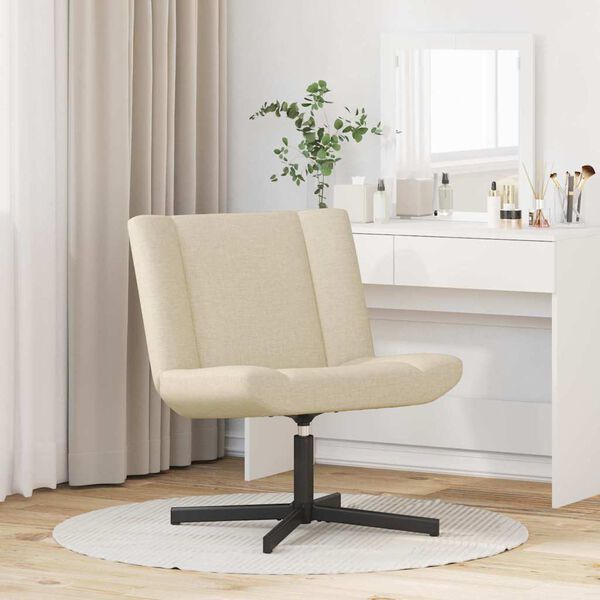 vidaXL Silla giratoria Crema 63 x 75 x 76 cm tela